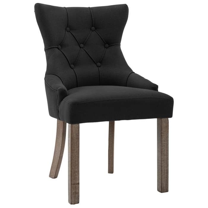 Chaises de salle à manger - VIDAXL - Noir Tissu - Bois massif - Design contemporain - Lot de 2