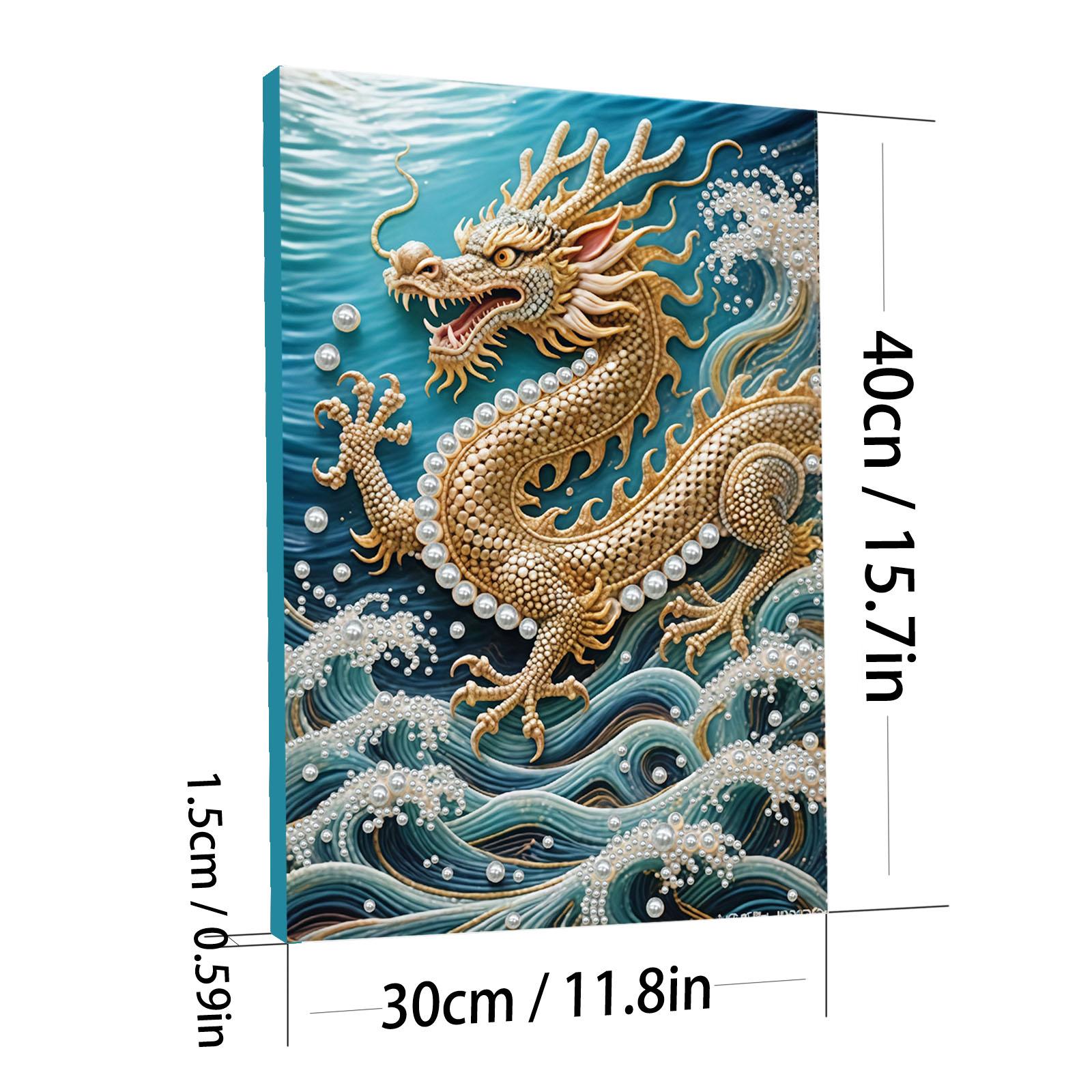 

DIY Pearl Dot Painting for Home Wall Decor Turtle Piano Dragon Theme Canvas 30x40cm Pearl Art Painting with Frame Stress Relief