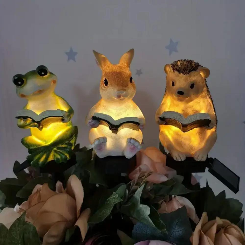 Solar Courtyard Lamp Resin Rabbit Hedgehog Atmosphere Courtyard Corridor Decoration Luminous LED Lawn Lights Floor Mounted Lamp