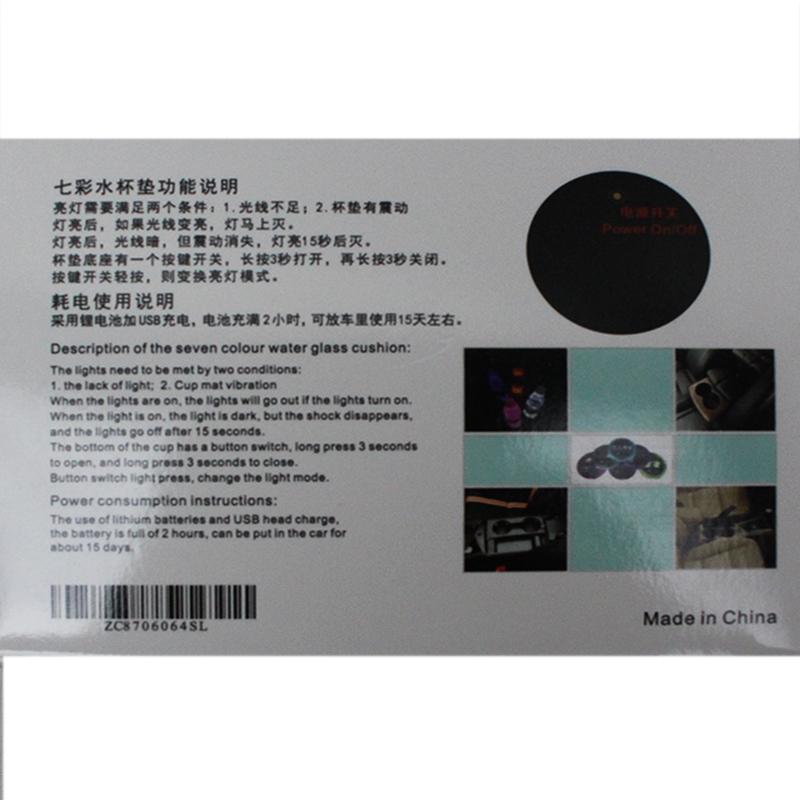 1Pair 2.67" ABS Creative Car Cup Mat With Decorative RGB LED Waterproof