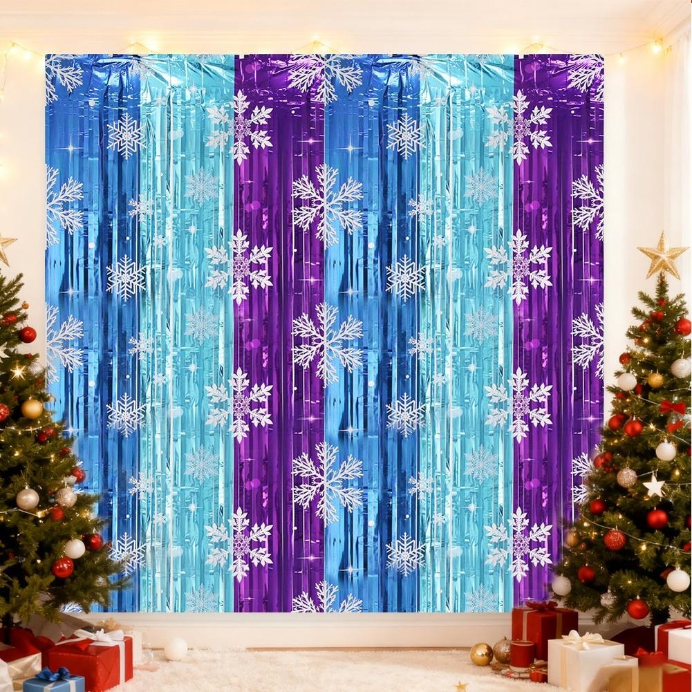 Snowflake Pattern Rain Curtain 1x2m for Party Background Wall Hanging Decoration Suitable for Birthdays and Holiday Events