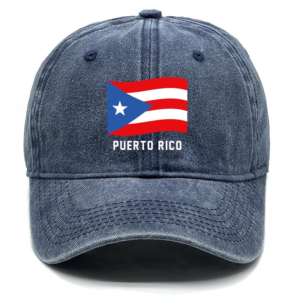 Puerto Rico Flag Waves Print Verstellbare Baseballkappe, Patriotische Papa-Kappe Verstellbare Schnalle Trendiger Vintage-Schnitt Snapback Sonnenhut