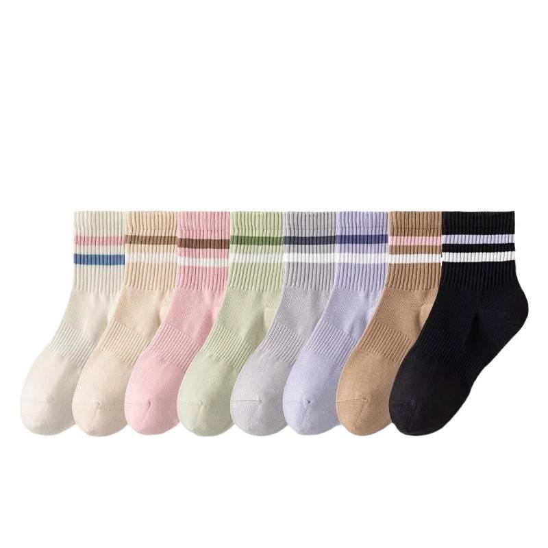 Girls' Combed Cotton Breathable White Sports Socks - Anti-Pilling, Sweat-Absorbent, Four-Season Wear