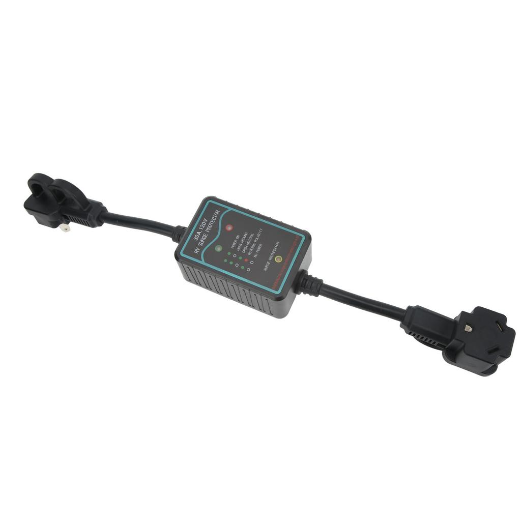 Black 30A RV Surge Protector Camper Circuit Analyzer Power Defender 2100 Joules for Trailers Trucks Yachts
