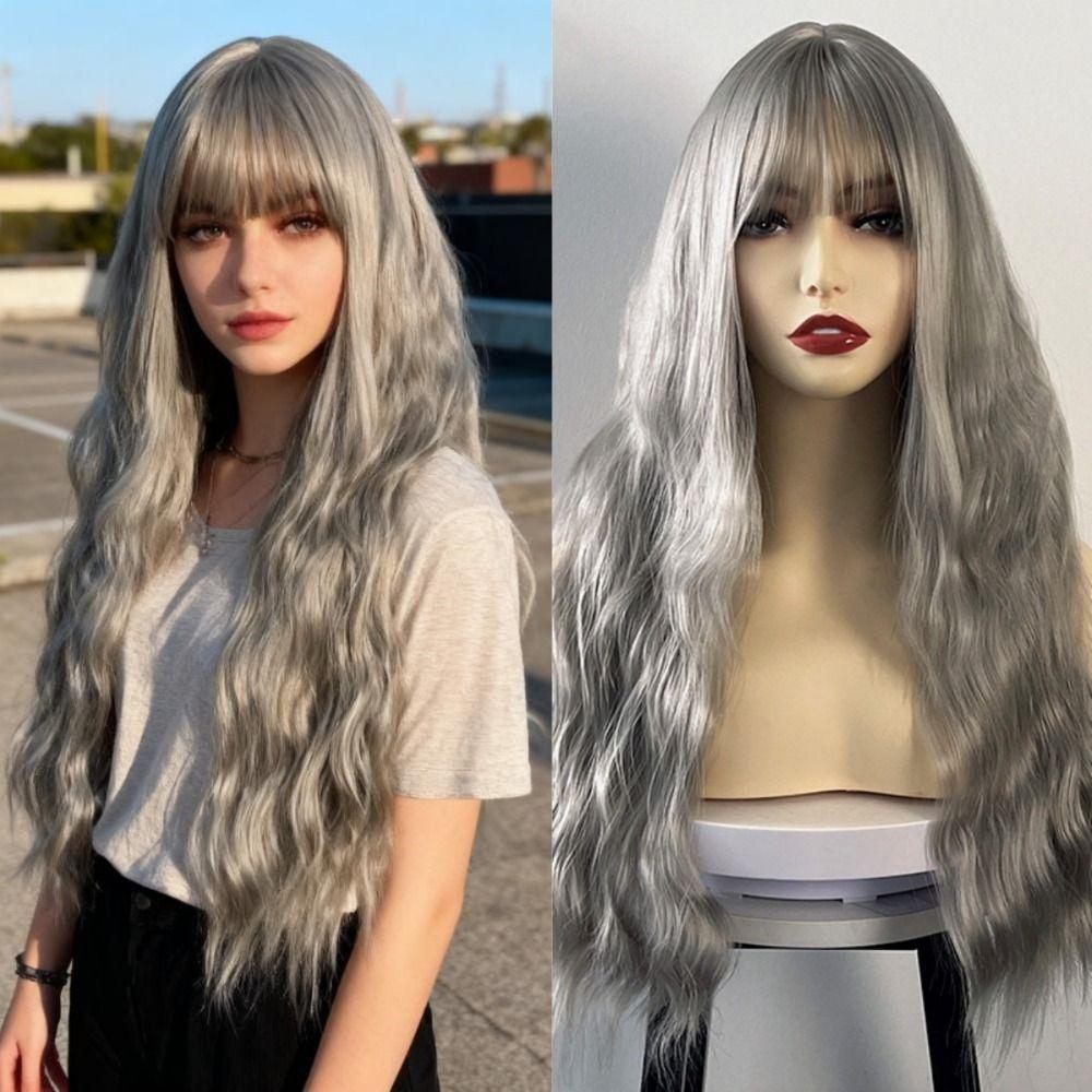 Halloween Long Water Wave Wig Cosplay Women Layered Wigs Orange Brown Gold Curly Wigs  Carnival