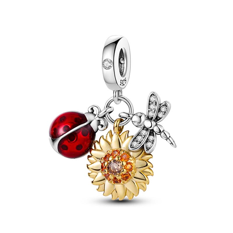 Real 925 Sterling Silver Headphones Watch Butterfly Pink Charms Beads Fit 925 Originals Bracelet For Women Jewelry Gifts