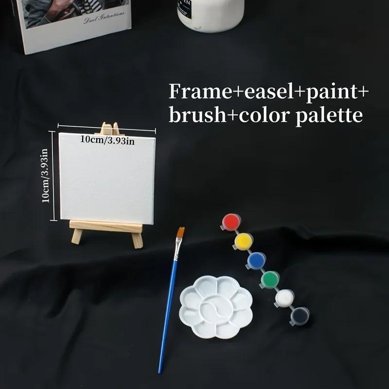 1/2/3pcs DIY Painting Set - Wooden Easel Frame, Acrylic Paints, Brushes & Blank Canvas Panel, Ideal for Oil & Acrylic Painting