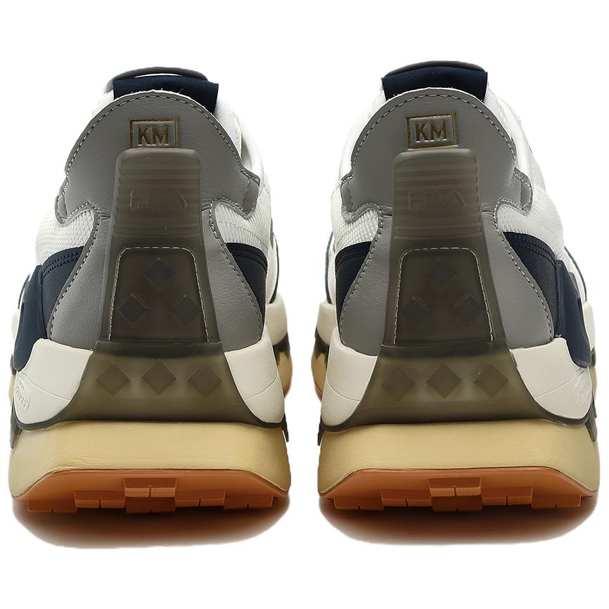 Fila KM Fabric Synthetic Leather Nubuck Nylon Casual Versatile Low-Top Lifestyle Shoes Men Sneaker Antique-White F12M333103FMA
