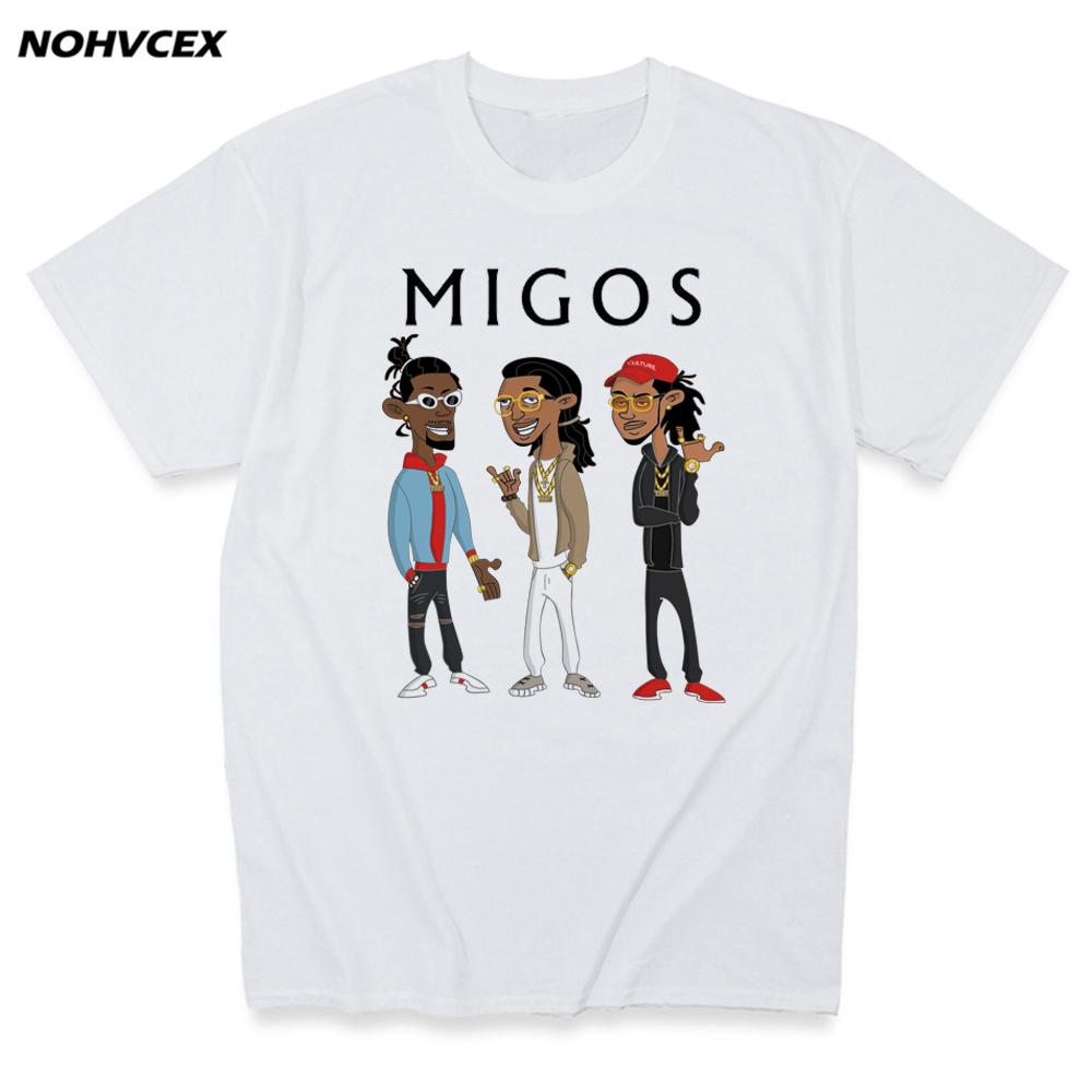 Migos Hip Hop Cotone Uomo T-shirt Maglietta Moda