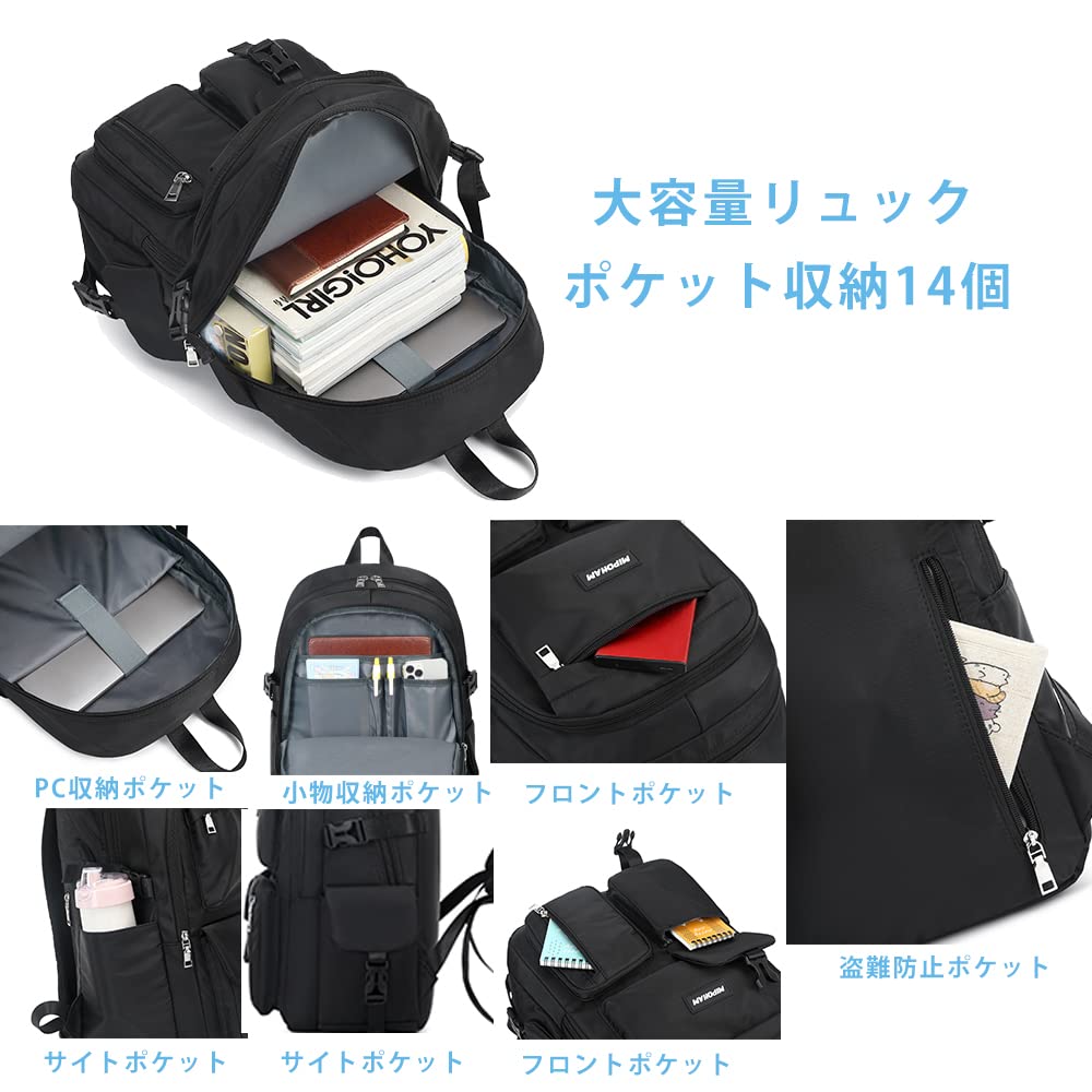 MIPOHAM Backpack for and 14 Large Fits Perfect for and Travel Women, Men, Girls, Dual-Layer Construction, Pockets, Capacity, Unisex, Waterproof,