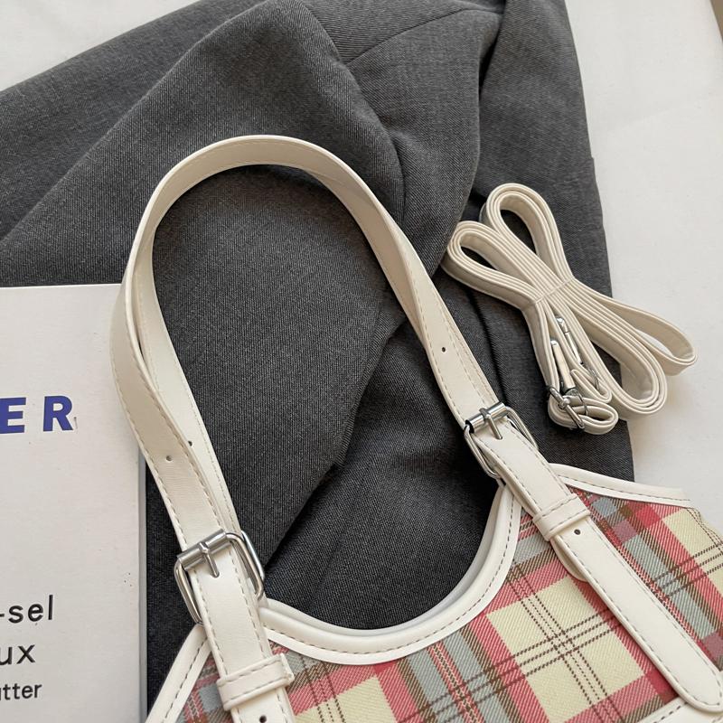 Handtasche Kontrastfarbe Plaid Kleine Quadratische Tasche Damen Schulter Umhängetasche