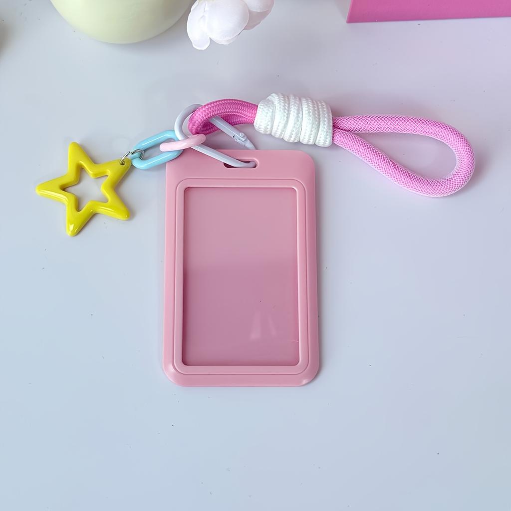 Cute Keychain Wristlet Lanyard Colorful Star Retractable Spring Lanyard with ID card Holder Accessories Gifts for Women