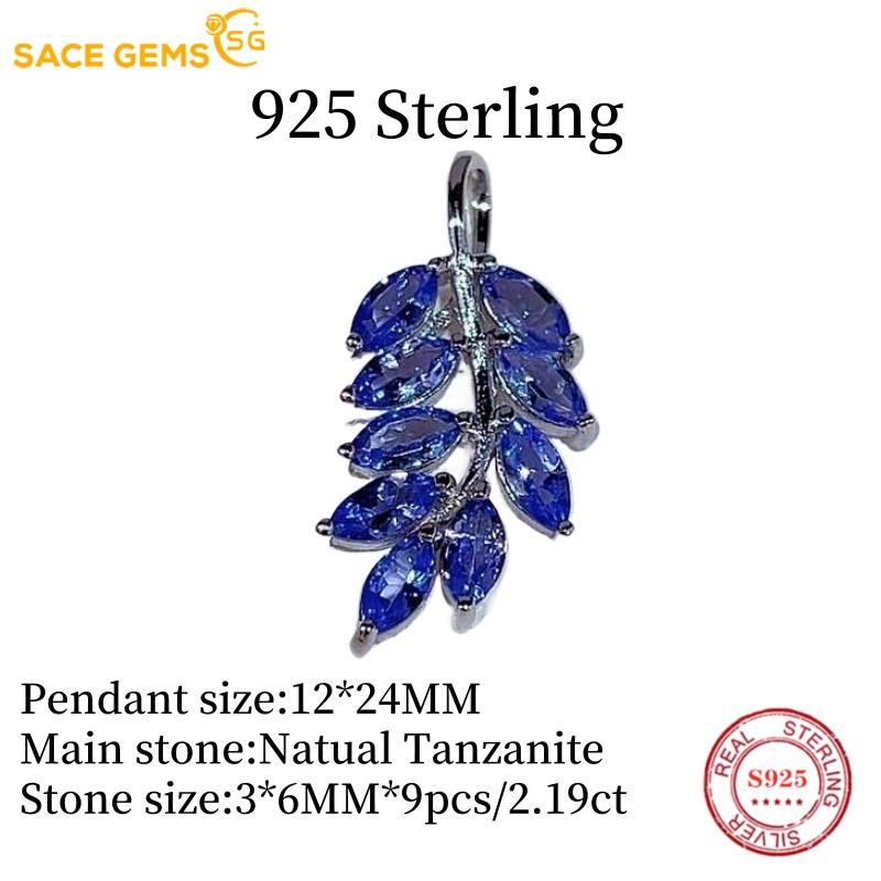 Sace Gems 925 Sterling Sølv 3*6MM Naturlig Tanzanitt Anheng Halskjeder for Kvinner To Måter å Bruke Det Fint Smykke Bursdag