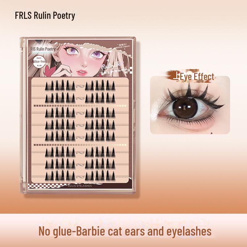 5D Baby Curve Glue-Free False Eyelashes - Supernatural, Easy-Apply, Comic Style, Single Cluster Segmentation.