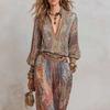 European and American Style Women's Clothing 2026 Casual Suit, New Fashion Temperament Deep V-neck Wide-leg Pants Suit