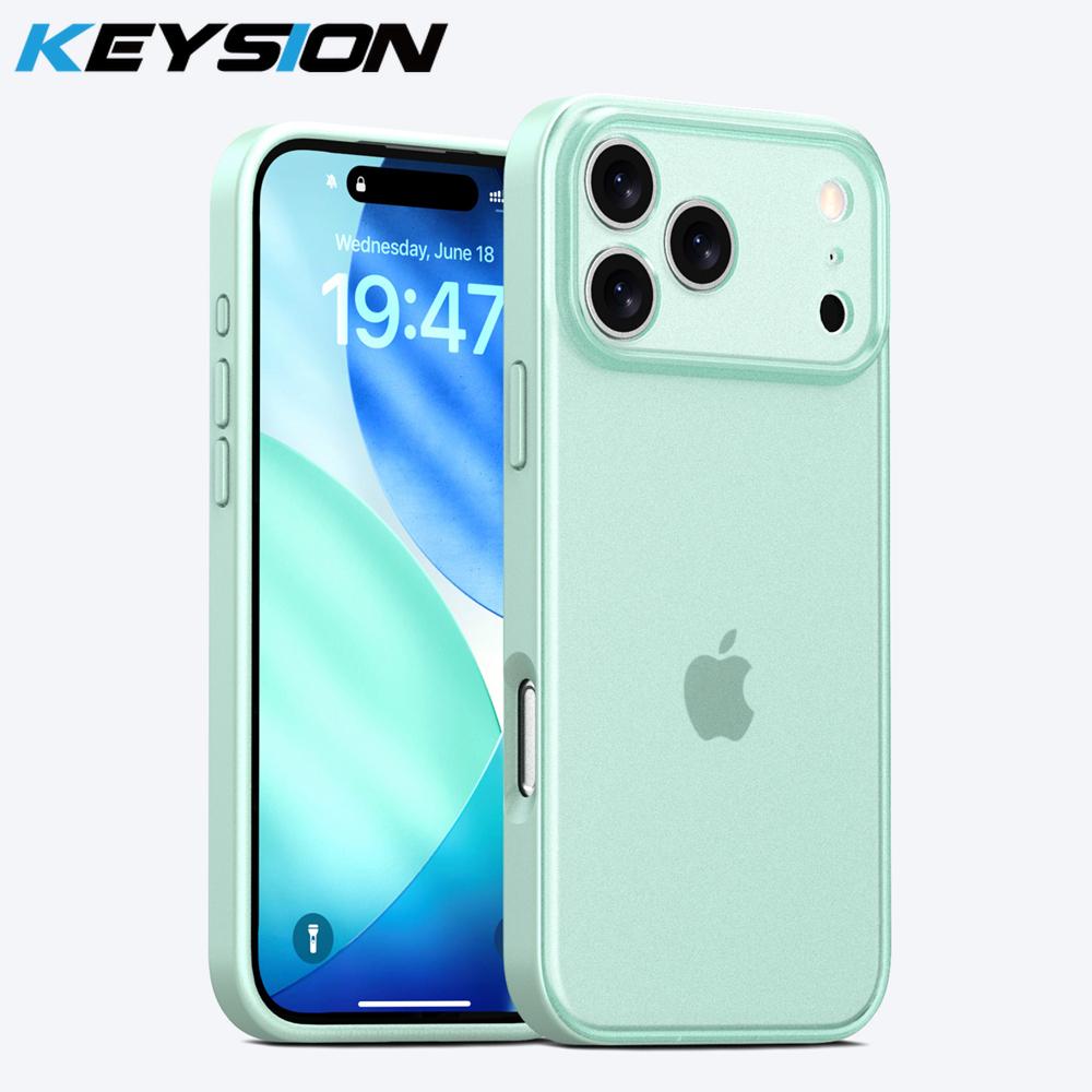 KEYSION Candy Color Matte Transparent Phone Case for iPhone 17 Pro Max Silicone+PC Shockproof Back Cover for iPhone 17 Pro 2025