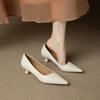 Giant soft~! French retro pointed single shoes women's soft leather thin heel temperament versatile shallow high heels