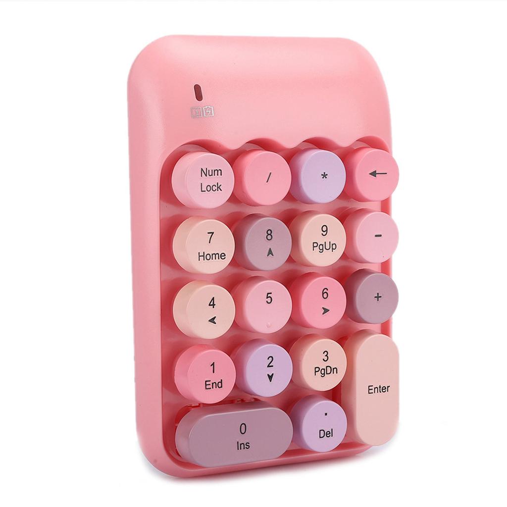 Mini 2.4G Wireless Numeric Keypad Vintage Colorful Round Cap Num Keyboard Waterproof 18 Keys for Financial Accounting
