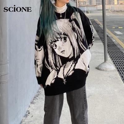Y2k Gothic Hoodies Anime Print Sweatshirts Dam Harajuku Gothic Autumn Pullovers Japansk stil Kläder Luvtröja Oversized Streetwear