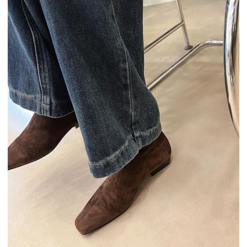 Autumn Winter Short Plush Women Ankle Boots Fashion Square Toe Short Booties Ladies Elegant Low Heels Zipper Booties