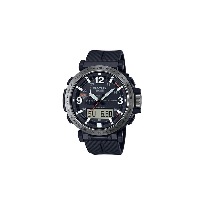 

Casio PRO TREK series-dual disc display, outdoor sports six rounds of radio wave solar power large dial, multi-function shockproof and PRW-6611Y-1PR чёрный