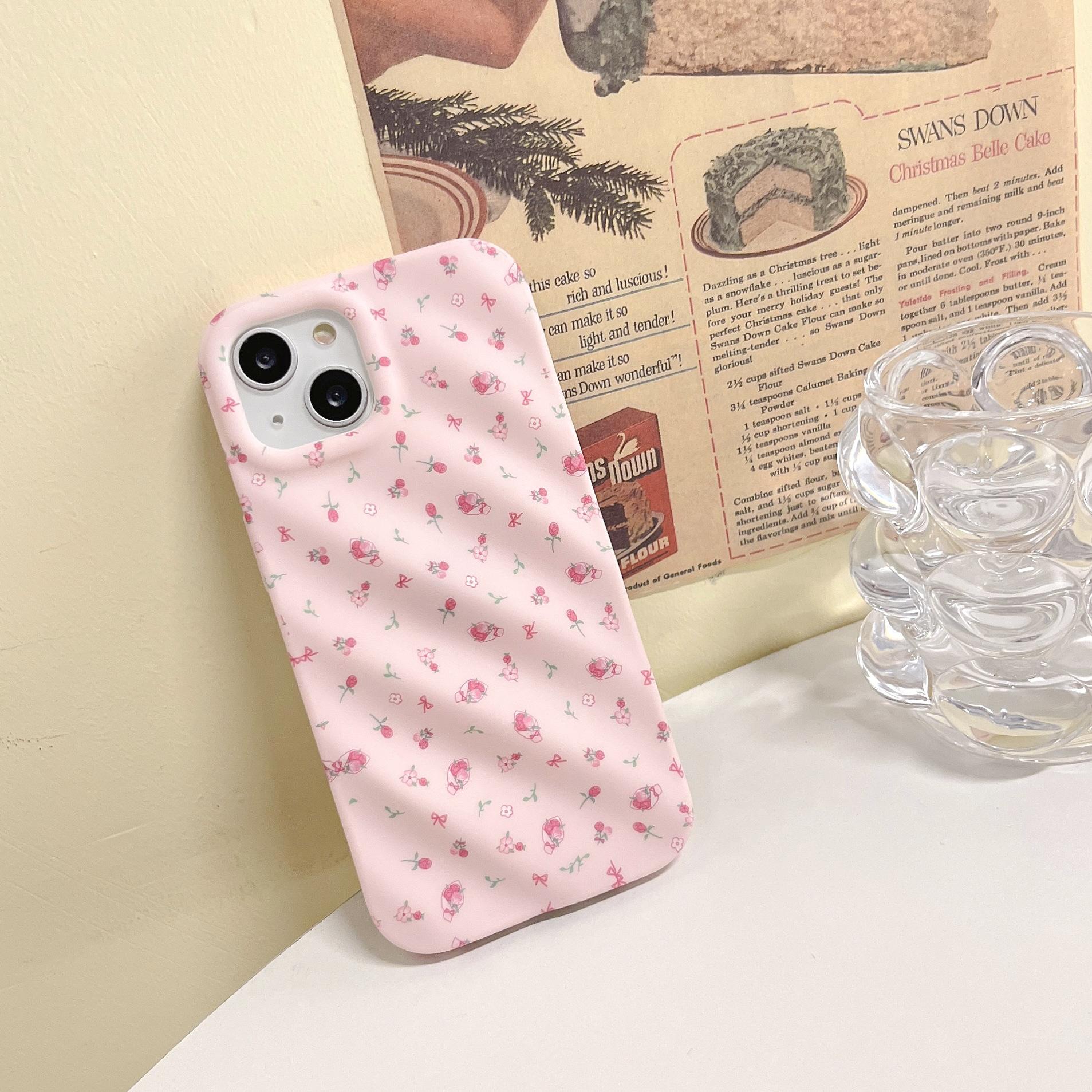 

For iPhone 15 Pro Case Pink Floral Pattern TPU Phone Cover Type A