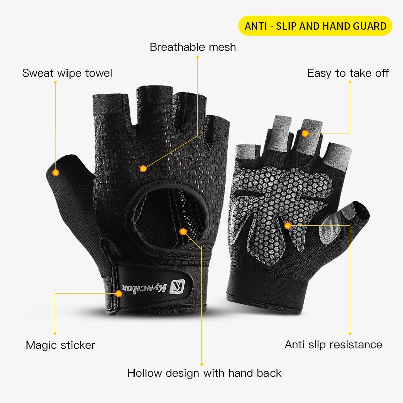 Athletic Gym Fitness Gloves Men and Women Weightlifting Breathable Non-Slip Silicone Half-Finger Bicycle Motorcycle Gloves