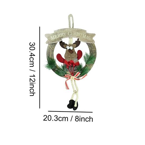 Pack of 2 Christmas Wreath Artificial Pine Rings Reindeer for Front Door Xmas Tree Wall Hanging Ornaments Accessories  Items for Home Office