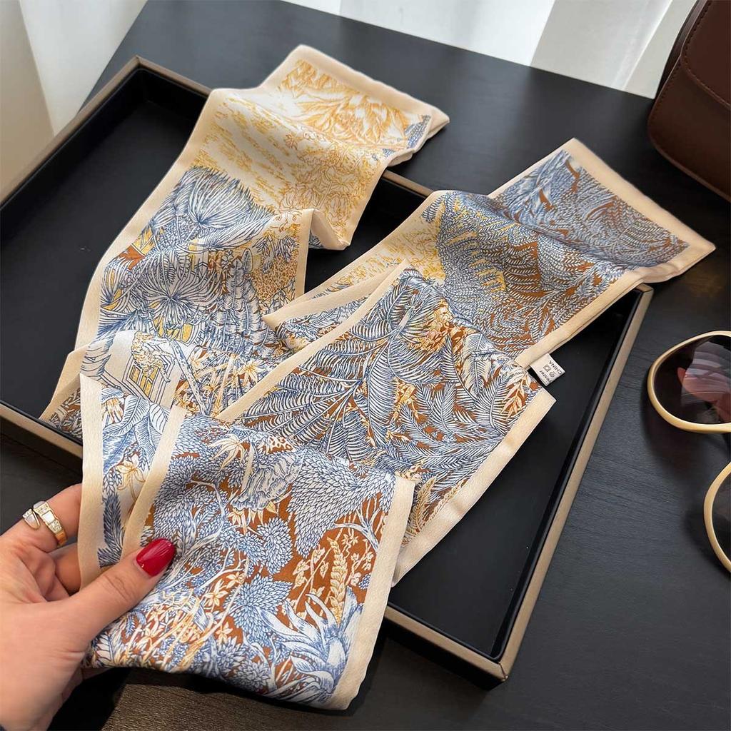 Korean Style Emulated Silk Scarf for Women with Shirt Suit Spring and Autumn Decorative Scarf Scarf Hair Strap