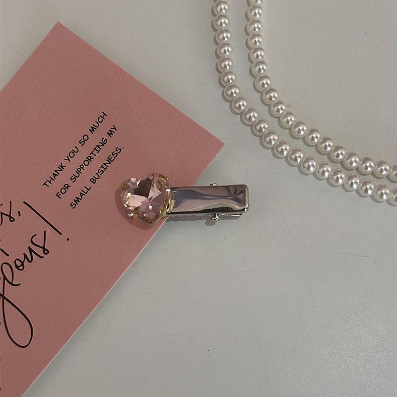 Rhinestone Love Heart Hairpins Y2K Pink Women Girls Sweet Cool Barrettes Women Korean Fashion Hiphop Hair Clip Style Accessories