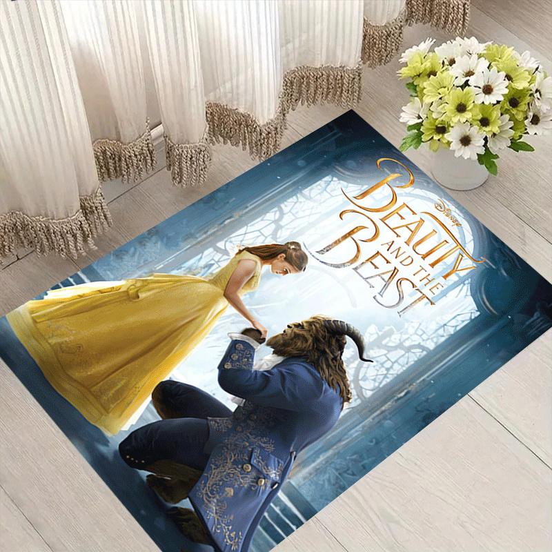 1pc Beauty and the Beast Carpet Area Rug, Bedroom, and Playroom Durable, Stain-Resistant, and Easy To Clean, Living Room