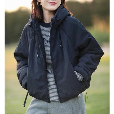 New Loose and Stylish Hooded Cotton Clothes for Women's Winter 2 New 00% Wool Cotton-padded Clothes for Women