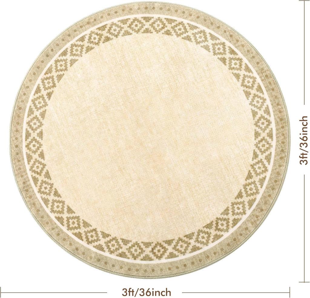 Round Decorative Doormat Rug Beige Entryway Mat for Bathroom and Hallway Accent Floor Home Decor