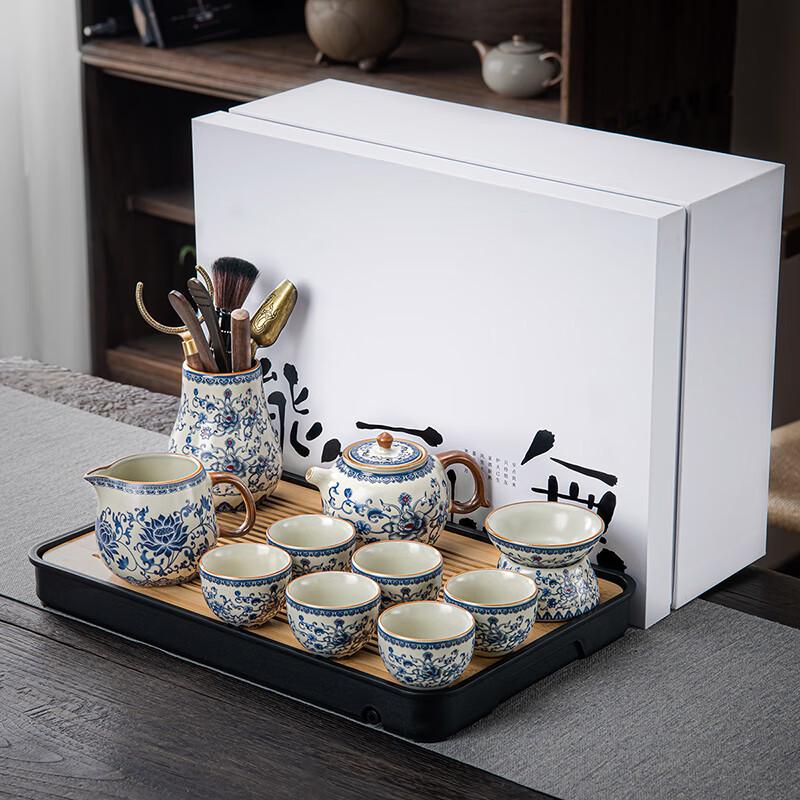 Laino Ru Kiln Floral Tea Set