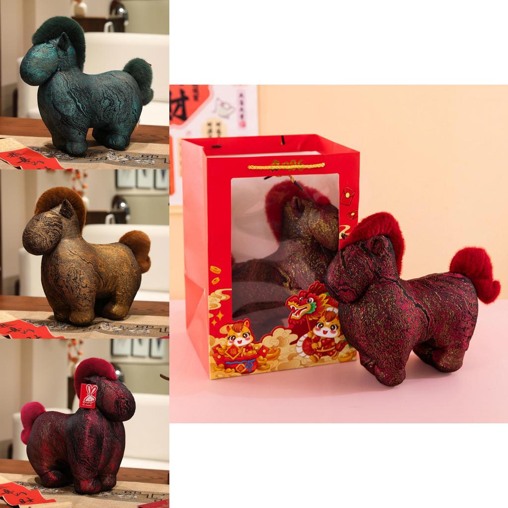 Year Of The Horse Plush Toy With Short Pile Velvet For Gift And Home Decor