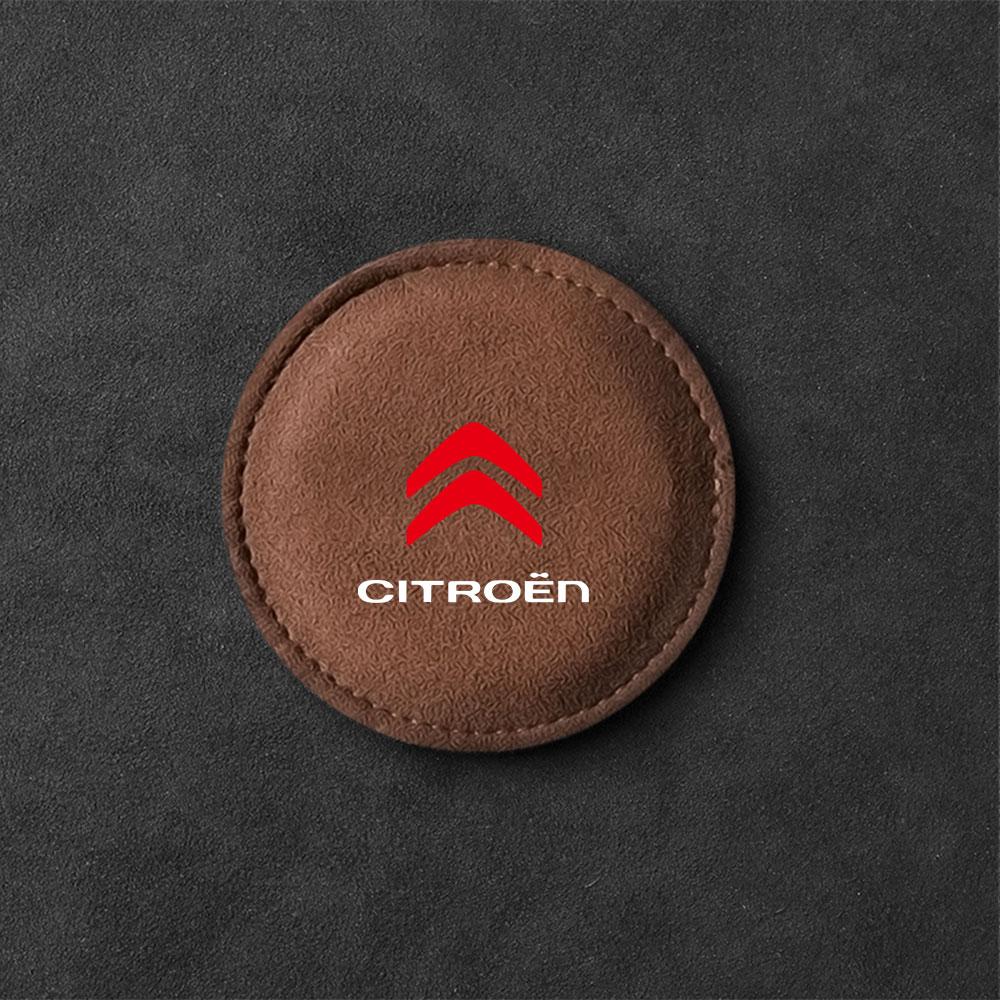 

2PCS PU Leather Car Coaster Water Cup Drink Holder Mat Anti-Slip for Citroen C4 Picasso Xsara C5 Aircross Cactus Auto Valve Cap