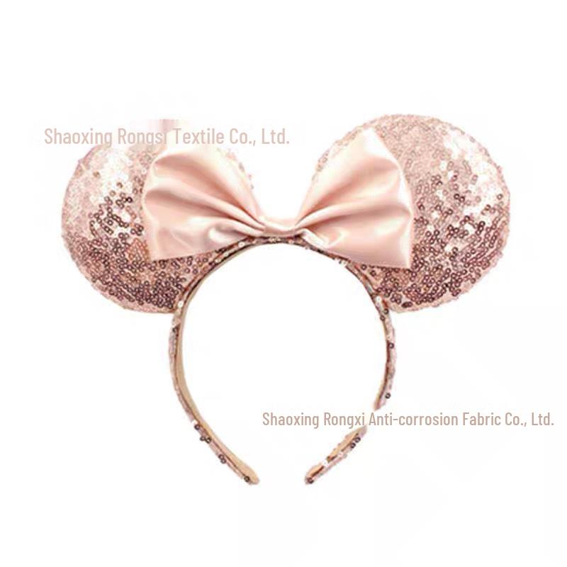 3mm Satin Cloth Sequin Bow Headband, Shoes, and Hats with Embroidered Earthworm Flower Jacket Fabric