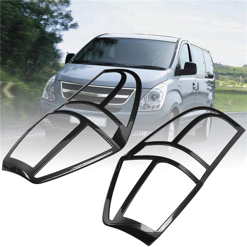 

4X Car Carbon Fiber ABS Taillight Rear Lamp Cover Trim Fits For HYUNDAI GRAND STAREX H1 2019