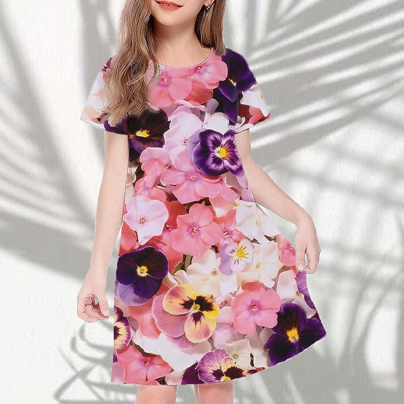 

Платья с 3D принтом для девочек, детское праздничное платье принцессы без рукавов для девочек, платье-майка с 3D красным цветком и морским принтом 180 розовый