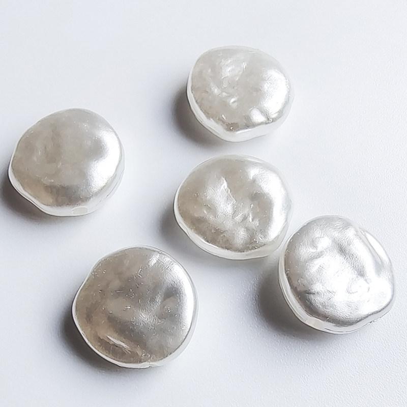 Bright White Concave Round Faux Pearl Beads for DIY Jewelry Making