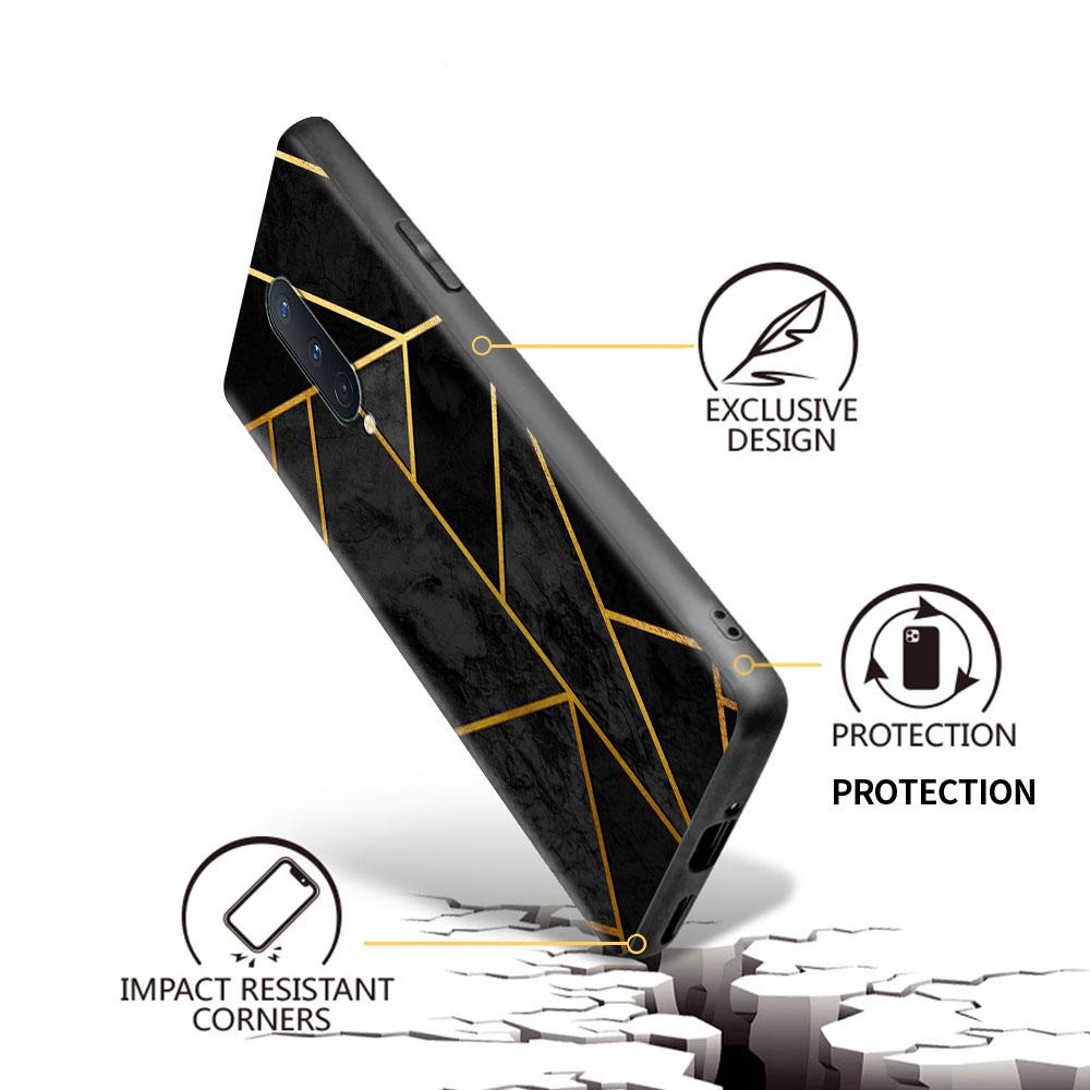 Figura geometrică din marmură Capa pentru OnePlus 8T 8 Nord N10 5G 7 9 7T 9R Husă de telefon pentru 1+ Nord 2 N100 N200 Z Husă neagră din Tpu