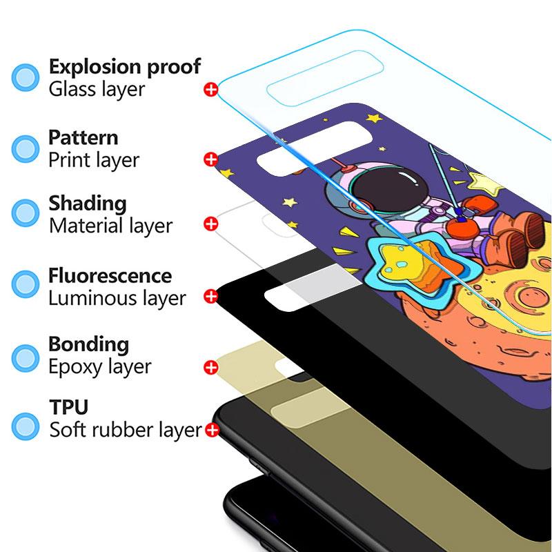 Handy Glas Hülle Für Samsung Galaxy S22 S21 S20 Ultra FE S9 S10 S8 Plus Note 20 10 Lite 9 8 Hülle Coque Süß im Weltraum Astronaut