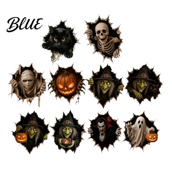 Decorative Decals for Dormitory Halloween Break-in 3D Wall Decals Illusion Effect Spooky Breaking Through Stickers Party Sticker Horror Ghost Witch