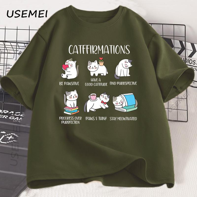 

Футболка с позитивными котами и котаффирмациями для мужчин и женщин, футболка для любителей кошек и учителей, забавная футболка с графикой кошек, мужская дизайнерская одежда, топ XL