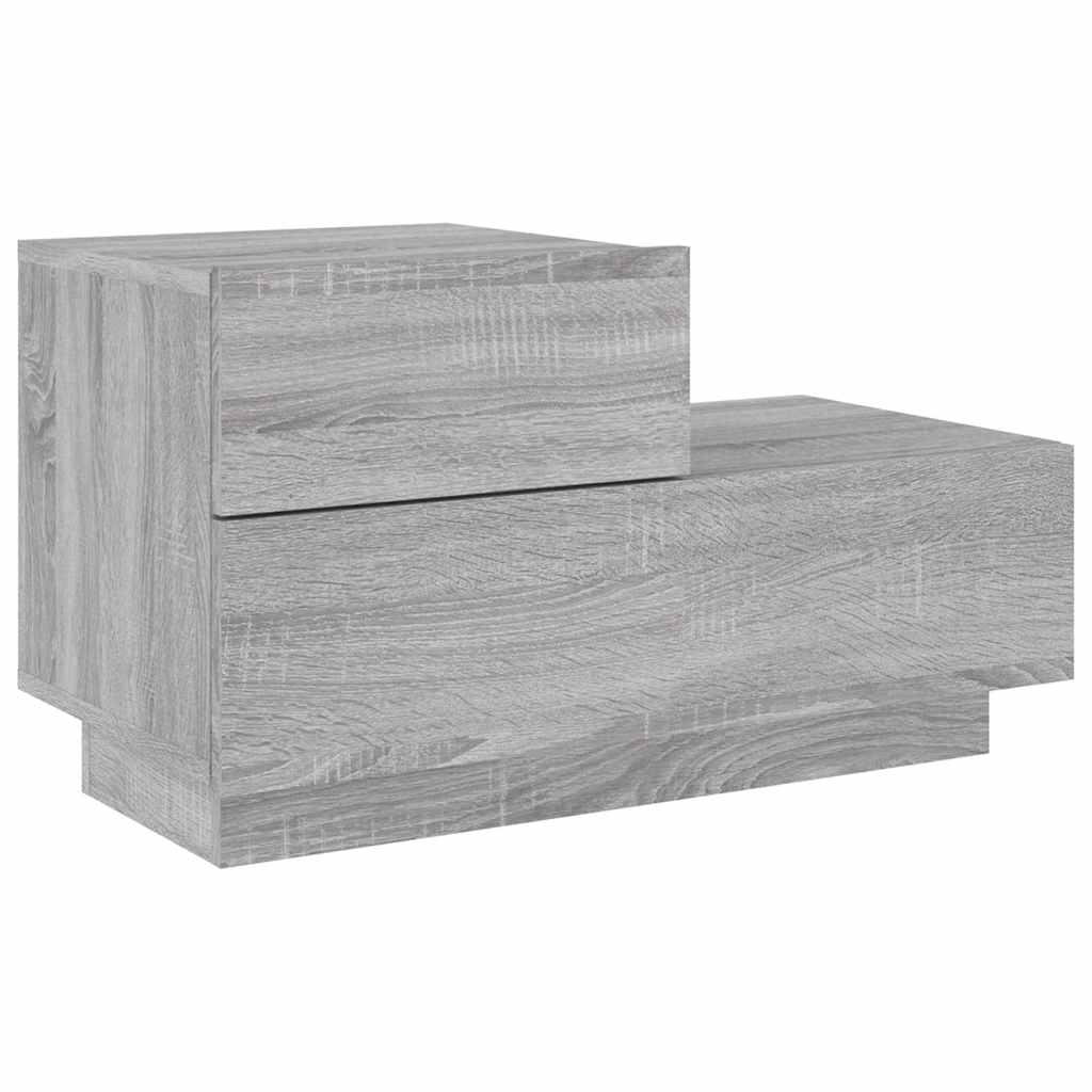 Nightstand with LED Lights Grey Sonoma 70 X 36 X 40.5 Cm