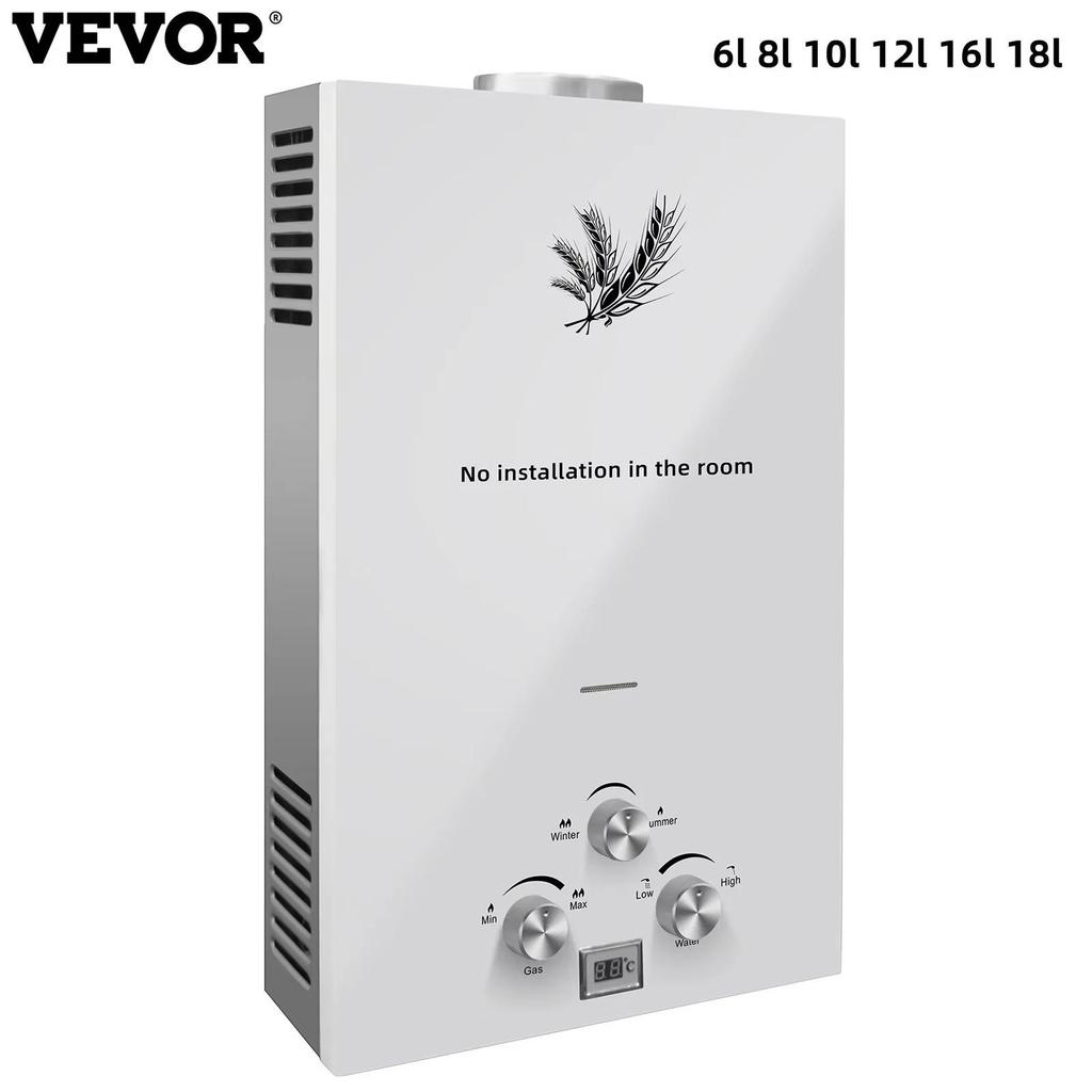 SIHAO LPG Directe Gas Geiser 6-18L Roestvrij Staal LED Display