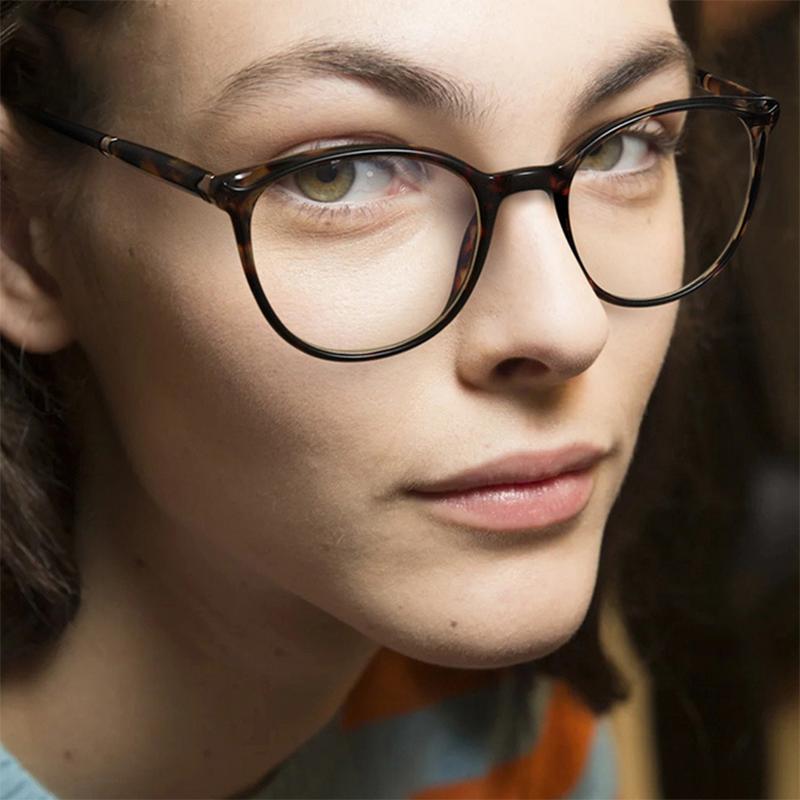 Spring Leg Anti-blue Light Oval Prescription Eyeglasses Women TR90 Cat Eye Short-sight Eyewear Diopter 0 -0.5 -0.75 -1.0 To -6.0