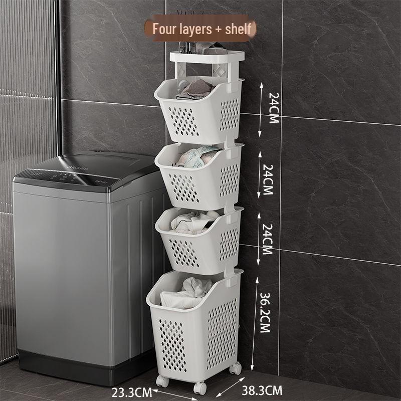 

Многослойная передвижная корзина для белья: Стеллаж для хранения в ванной комнате на колесиках. With Swivel Wheels