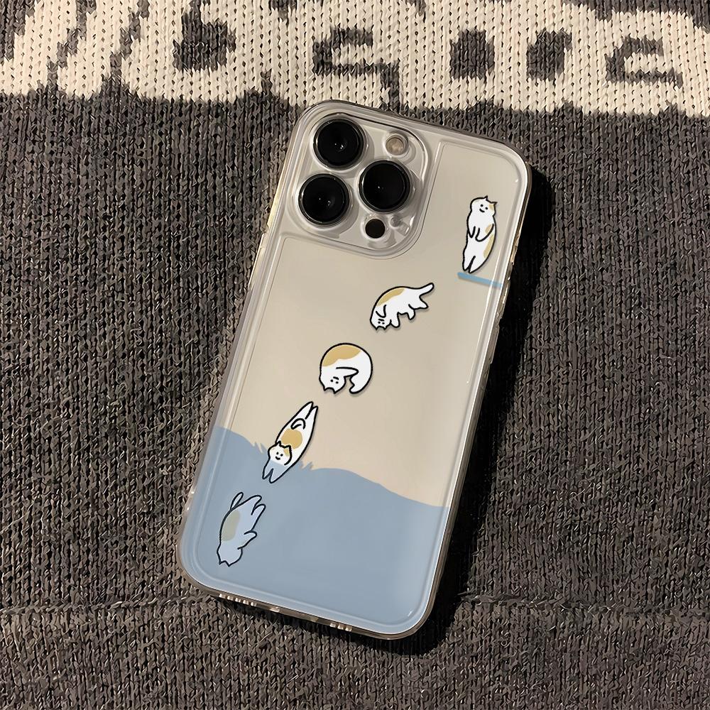 Cute Orange Cat Pinch Cheek Pattern Phone Case for iPhone 17 16 15 14 13 12 11 16E Series Pro Max Plus Double Layer Protection