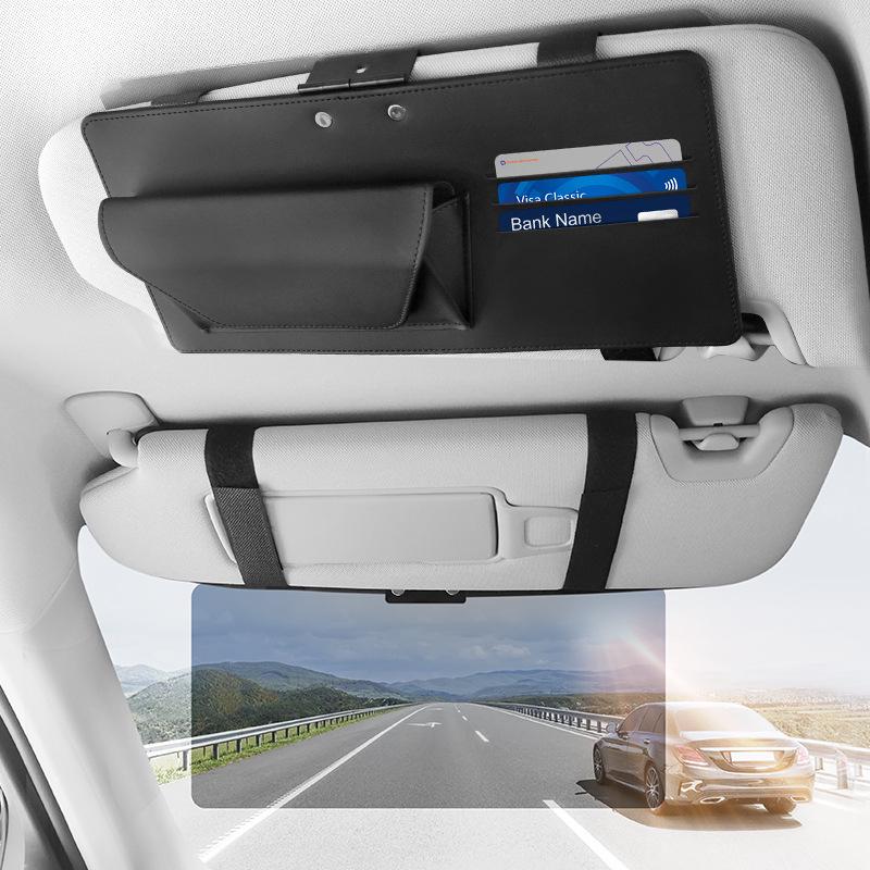 Multi-functional Car Sun Visor Storage: Glasses Case, Card Holder, Document and Bill Clip